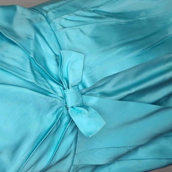 60s Vintage Cinderella Blue Full Length Formal Gown Short Sleeves - Picture 14 of 16